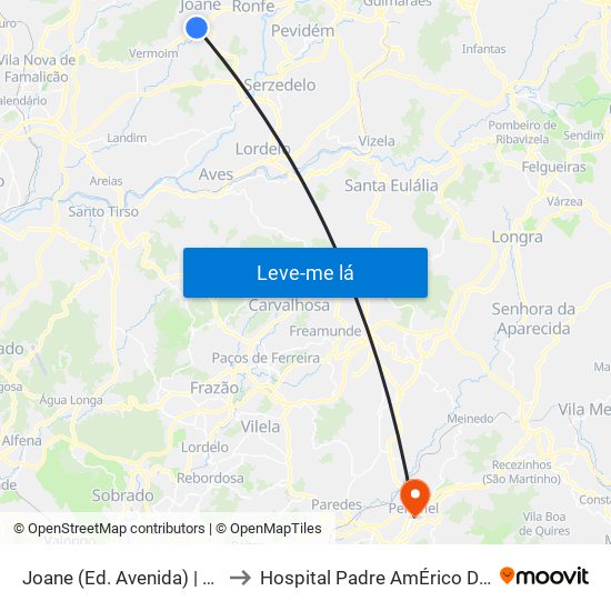 Joane (Ed. Avenida) | Mato da Senra to Hospital Padre AmÉrico De Vale Sousa Sa map