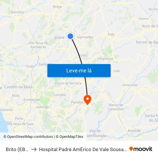 Brito (EB1) to Hospital Padre AmÉrico De Vale Sousa Sa map