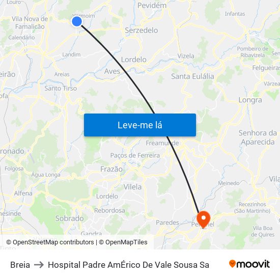 Breia to Hospital Padre AmÉrico De Vale Sousa Sa map
