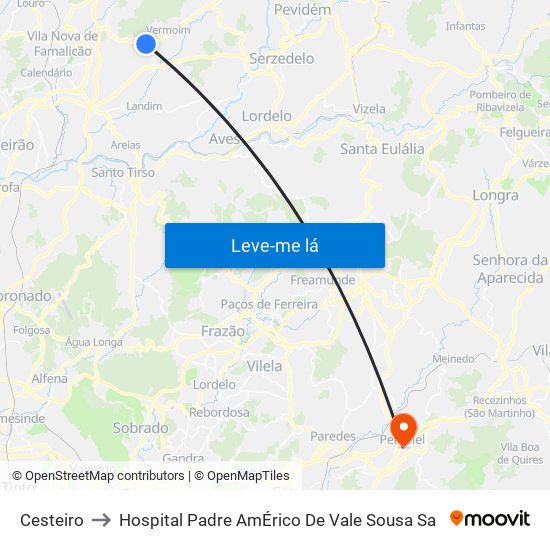 Cesteiro to Hospital Padre AmÉrico De Vale Sousa Sa map