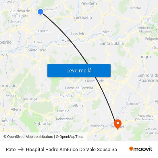 Rato to Hospital Padre AmÉrico De Vale Sousa Sa map