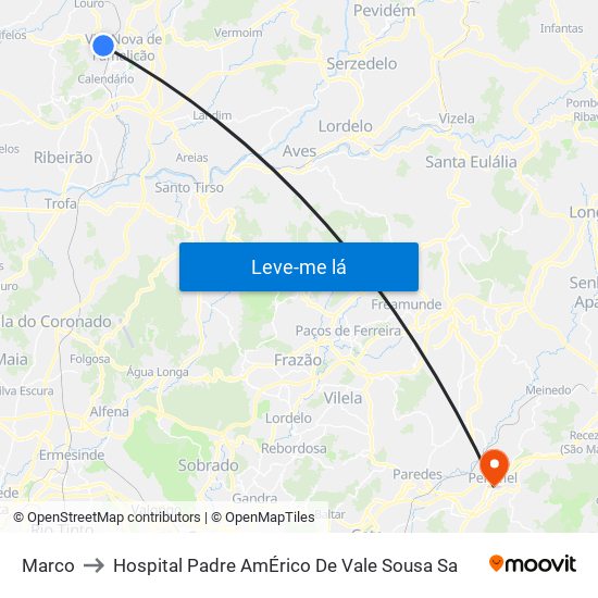 Marco to Hospital Padre AmÉrico De Vale Sousa Sa map