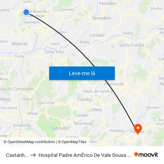 Castanhal to Hospital Padre AmÉrico De Vale Sousa Sa map