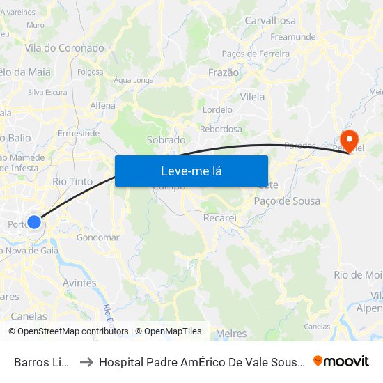 Barros Lima to Hospital Padre AmÉrico De Vale Sousa Sa map