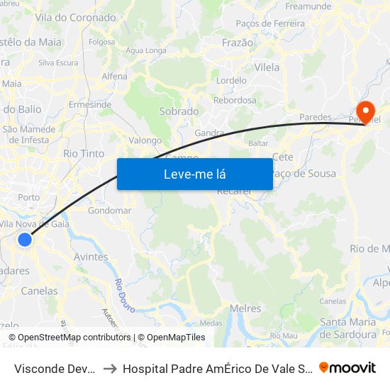 Visconde Devesas to Hospital Padre AmÉrico De Vale Sousa Sa map