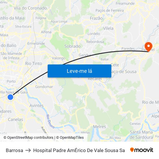 Barrosa to Hospital Padre AmÉrico De Vale Sousa Sa map