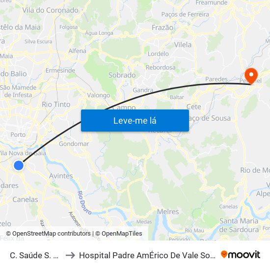 C. Saúde S. Reis to Hospital Padre AmÉrico De Vale Sousa Sa map