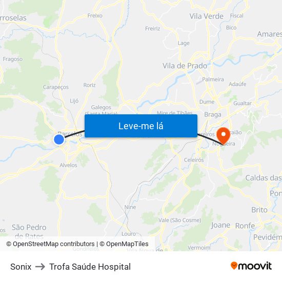 Sonix to Trofa Saúde Hospital map