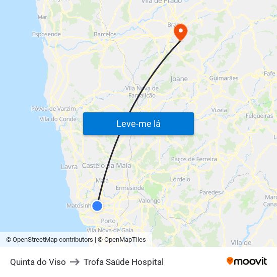 Quinta do Viso to Trofa Saúde Hospital map