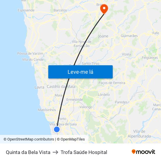 Quinta da Bela Vista to Trofa Saúde Hospital map