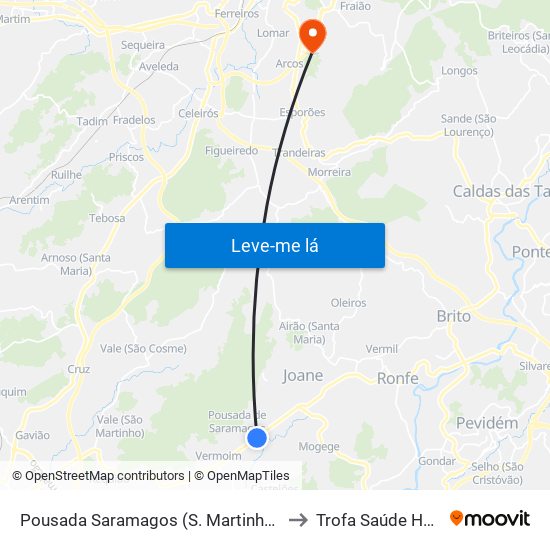 Pousada Saramagos (S. Martinho) | Ciclista to Trofa Saúde Hospital map