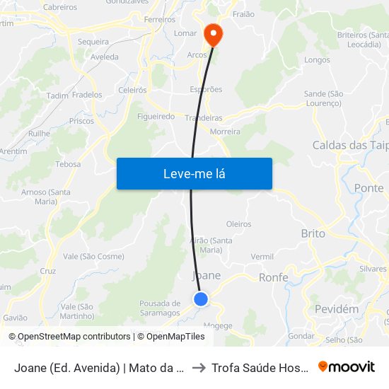 Joane (Ed. Avenida) | Mato da Senra to Trofa Saúde Hospital map