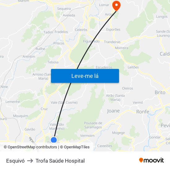 Esquivó to Trofa Saúde Hospital map