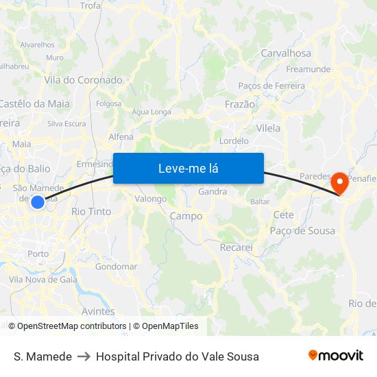 S. Mamede to Hospital Privado do Vale Sousa map