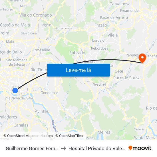 Guilherme Gomes Fernandes to Hospital Privado do Vale Sousa map