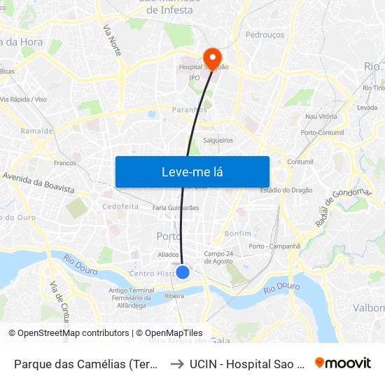 Parque das Camélias (Terminal) to UCIN - Hospital Sao Joao map