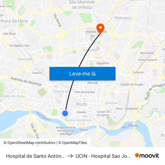 Hospital de Santo António to UCIN - Hospital Sao Joao map