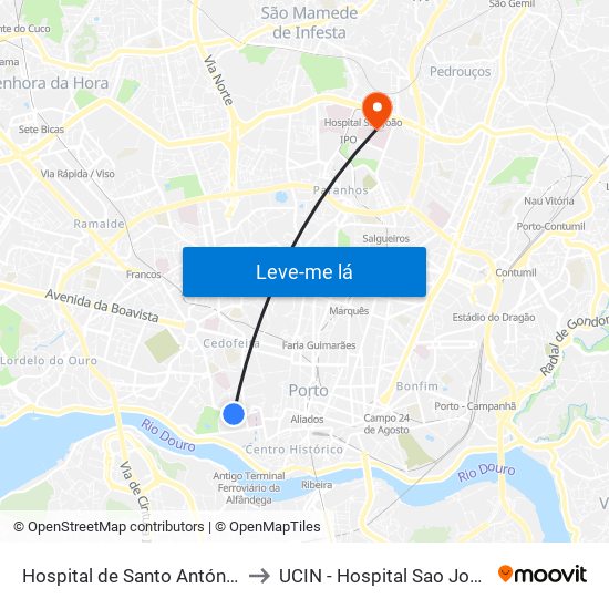 Hospital de Santo António to UCIN - Hospital Sao Joao map