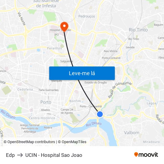 Edp to UCIN - Hospital Sao Joao map