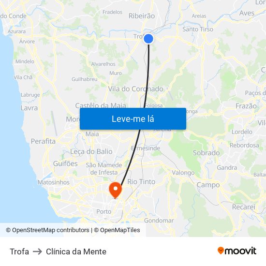 Trofa to Clínica da Mente map