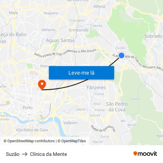 Suzão to Clínica da Mente map