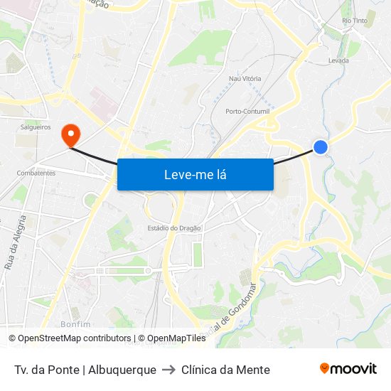 Tv. da Ponte | Albuquerque to Clínica da Mente map