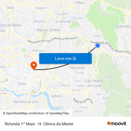 Rotunda 1º Maio to Clínica da Mente map