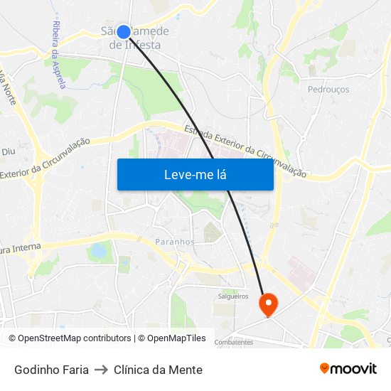 Godinho Faria to Clínica da Mente map