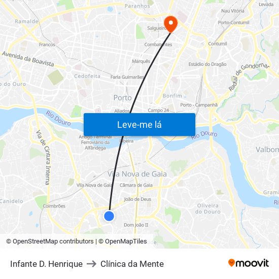 Infante D. Henrique to Clínica da Mente map