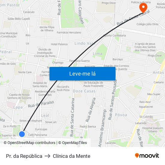 Pr. da República to Clínica da Mente map