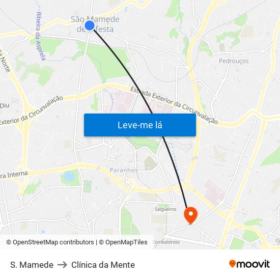 S. Mamede to Clínica da Mente map