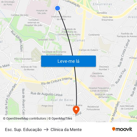 Esc. Sup. Educação to Clínica da Mente map