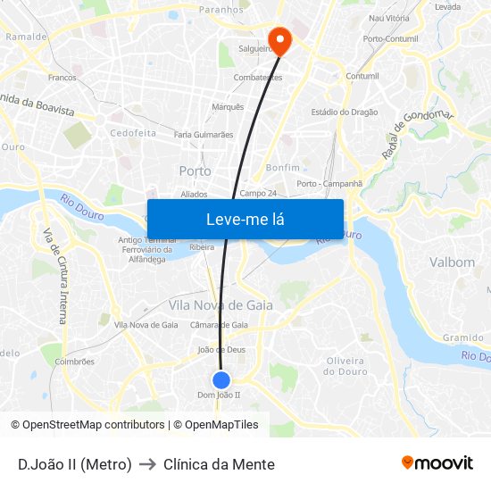 D.João II (Metro) to Clínica da Mente map
