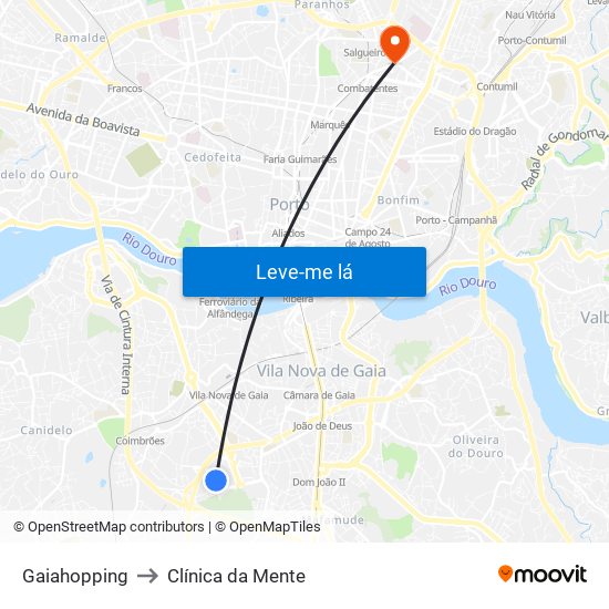 Gaiahopping to Clínica da Mente map