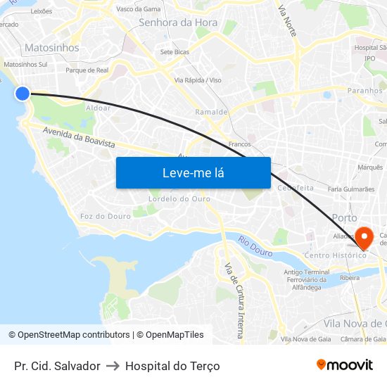 Pr. Cid. Salvador to Hospital do Terço map