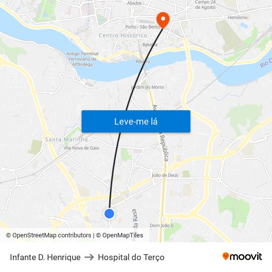 Infante D. Henrique to Hospital do Terço map