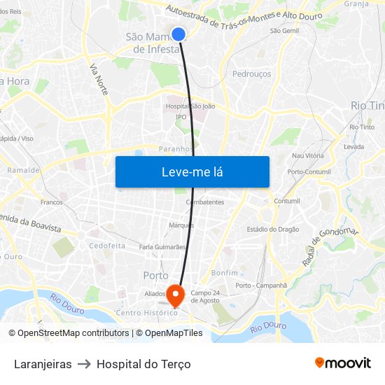 Laranjeiras to Hospital do Terço map