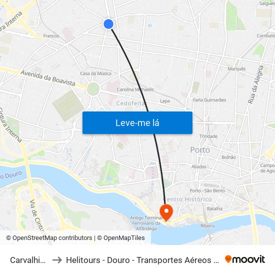 Carvalhido to Helitours - Douro - Transportes Aéreos S.A. map
