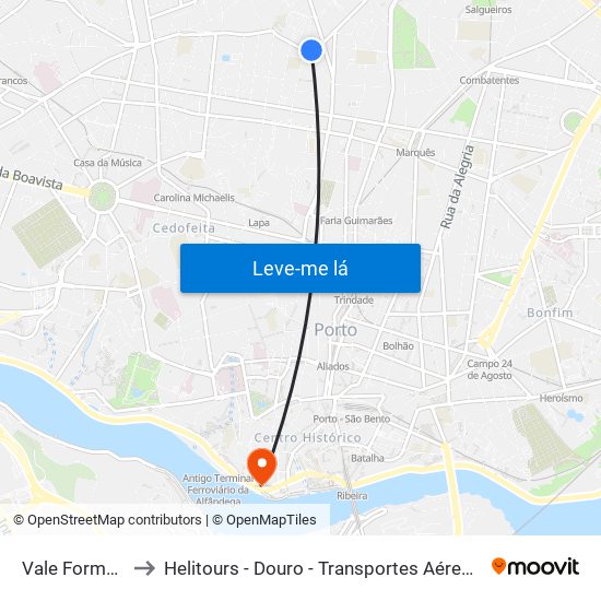 Vale Formoso to Helitours - Douro - Transportes Aéreos S.A. map