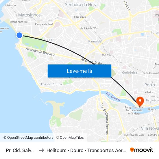 Pr. Cid. Salvador to Helitours - Douro - Transportes Aéreos S.A. map