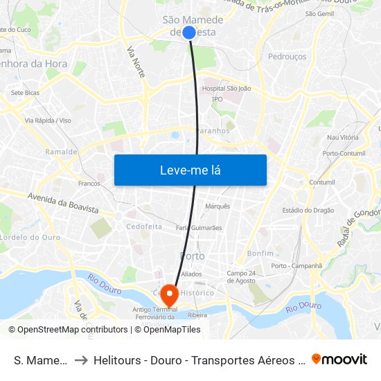 S. Mamede to Helitours - Douro - Transportes Aéreos S.A. map