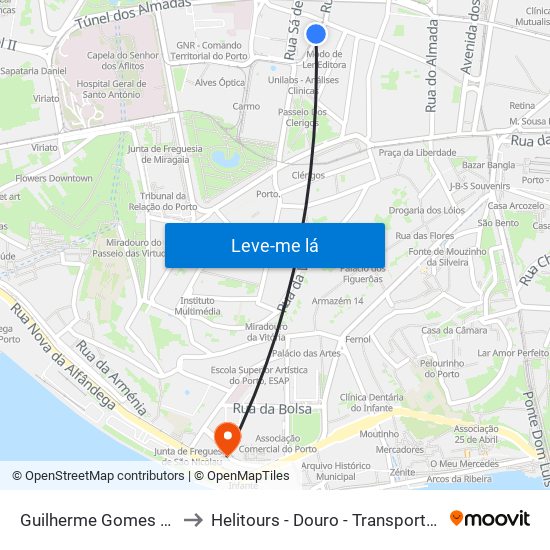 Guilherme Gomes Fernandes to Helitours - Douro - Transportes Aéreos S.A. map
