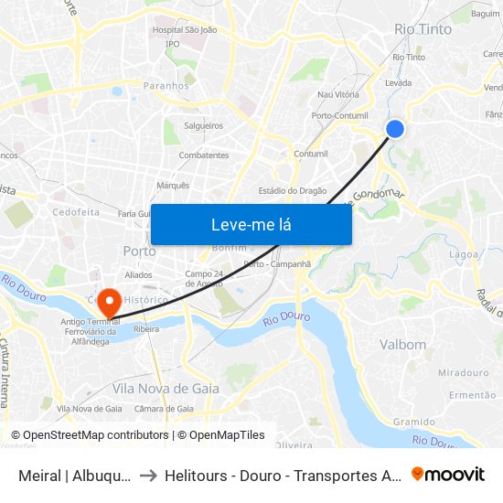 Meiral | Albuquerque to Helitours - Douro - Transportes Aéreos S.A. map