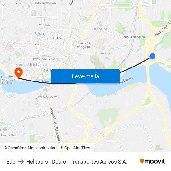 Edp to Helitours - Douro - Transportes Aéreos S.A. map