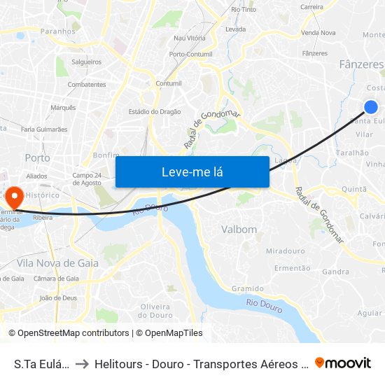 S.Ta Eulália to Helitours - Douro - Transportes Aéreos S.A. map