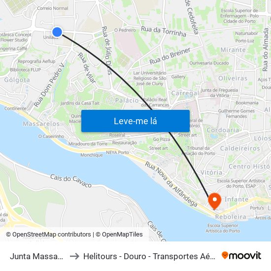 Junta Massarelos to Helitours - Douro - Transportes Aéreos S.A. map