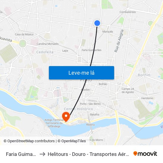Faria Guimarães to Helitours - Douro - Transportes Aéreos S.A. map