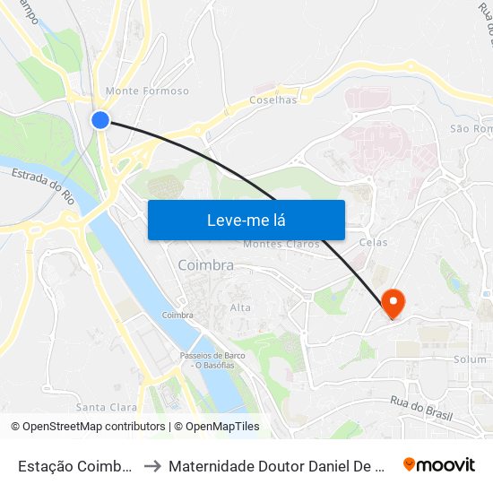 Estação Coimbra B to Maternidade Doutor Daniel De Matos map