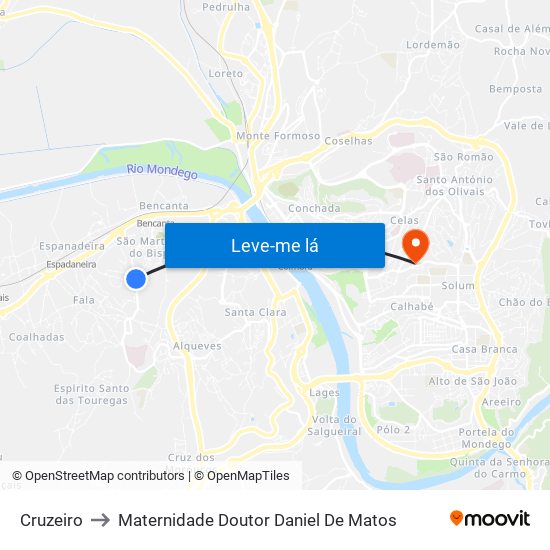 Cruzeiro to Maternidade Doutor Daniel De Matos map
