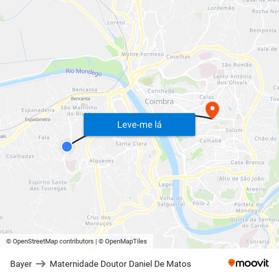 Bayer to Maternidade Doutor Daniel De Matos map